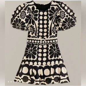 Farm Rio Black Palermo Puff Sleeve Mini Dress